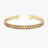 Rainbow sapphire Cuban chain bracelet