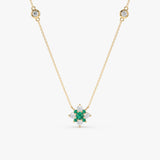 Emerald Diamond Clover Necklace, Deborah