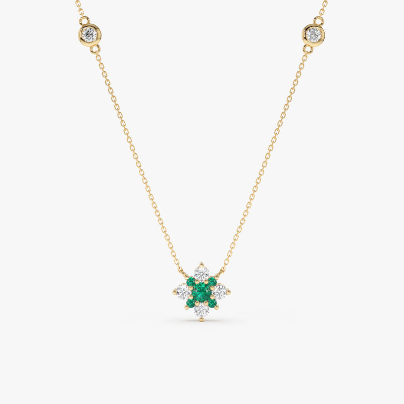 Emerald Diamond Clover Necklace, Deborah