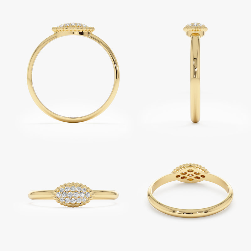 milgrain set diamond band in 10k yellow gold