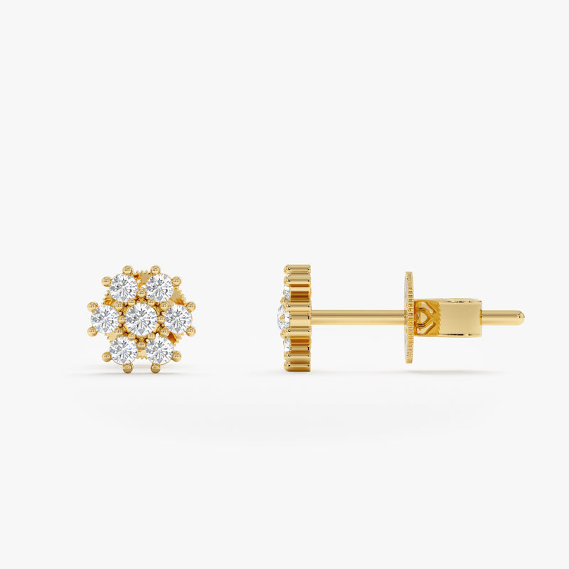 Dainty Diamond Stud, Floral Jewelry, Gift for Her