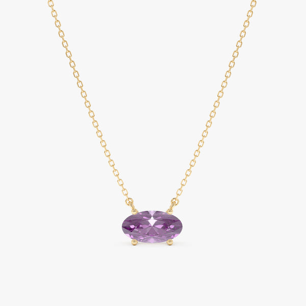 Dainty Oval Amethyst Necklace, Rahaf