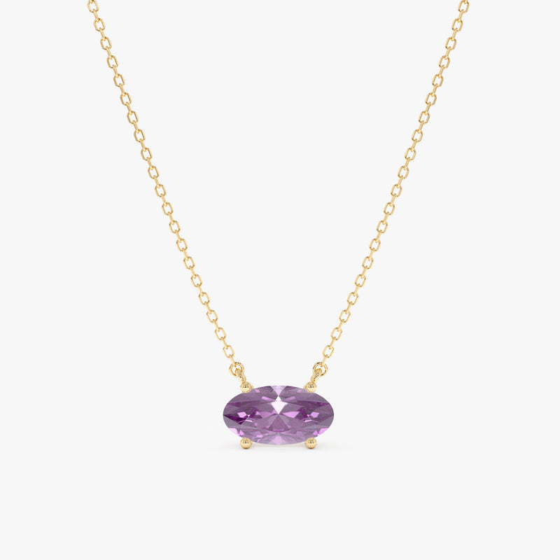 Dainty Oval Amethyst Necklace, Rahaf