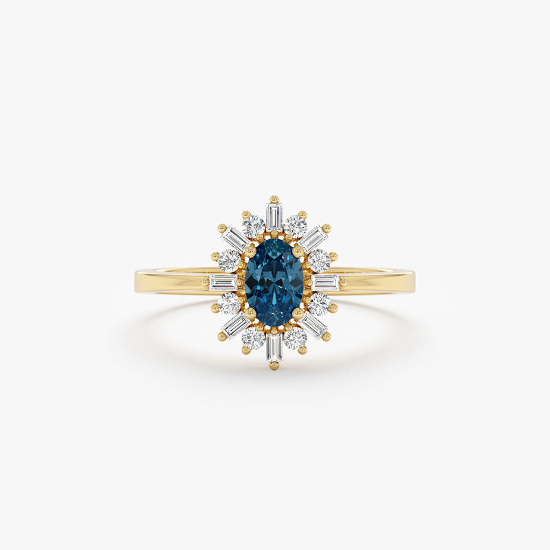 yellow gold blue topaz diamond engagement ring