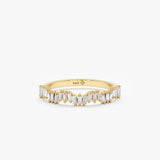 yellow gold baguette diamond cluster half eternity band