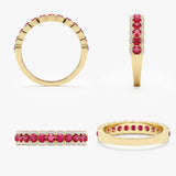 14k solid gold ring with natural rubies and white diamonds