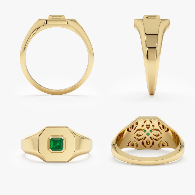 Square Emerald Signet Ring, Lyra