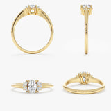 14k solid gold ring with oval cut diamond