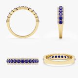 14k solid gold ring with natural blue sapphires and white diamonds