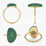 Unique Pave Emerald Ring, Rahma