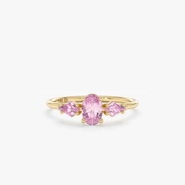 Natural Pink Sapphire Engagement Ring, Rosalina