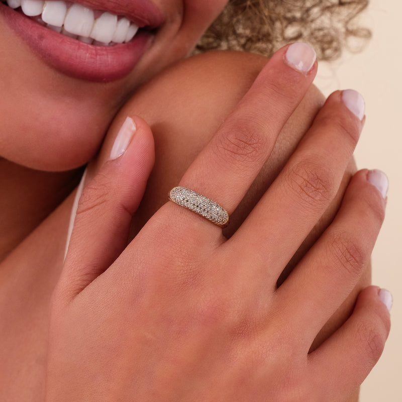 pave salt and pepper diamond stacking ring