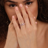 wide diamond and tourmaline bubble ring