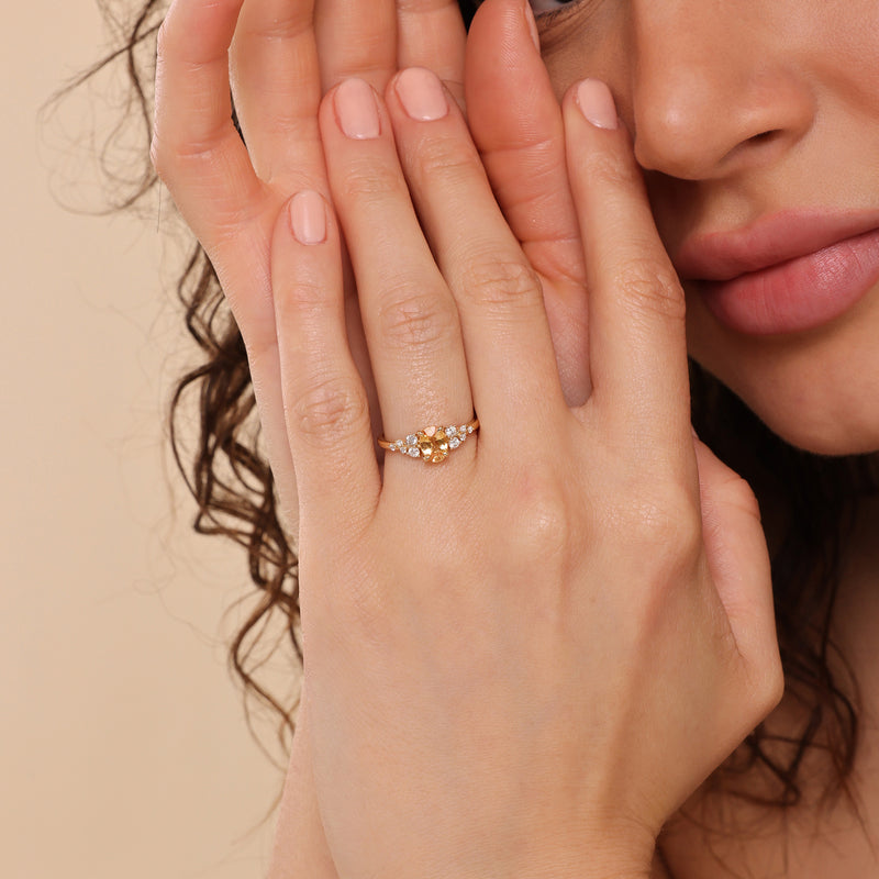 natural citrine and diamond proposal ring