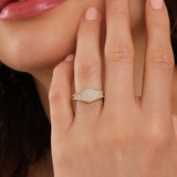 natural diamond shield ring in 18k solid gold 