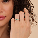 ethically sourced emerald stone and diamond band