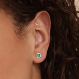 handmade and solid gold green emerald earrings