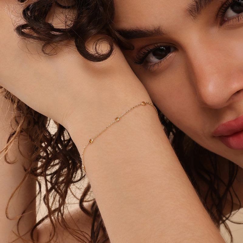 november birthstone citrine bezel bracelet in solid gold 