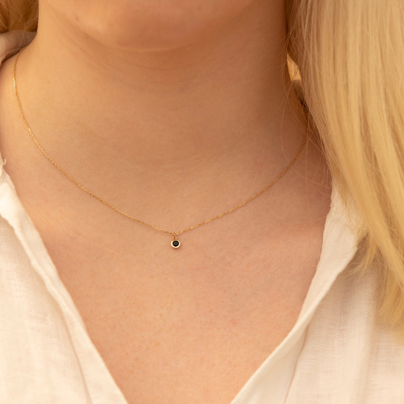 natural black onyx solid gold bezel necklace