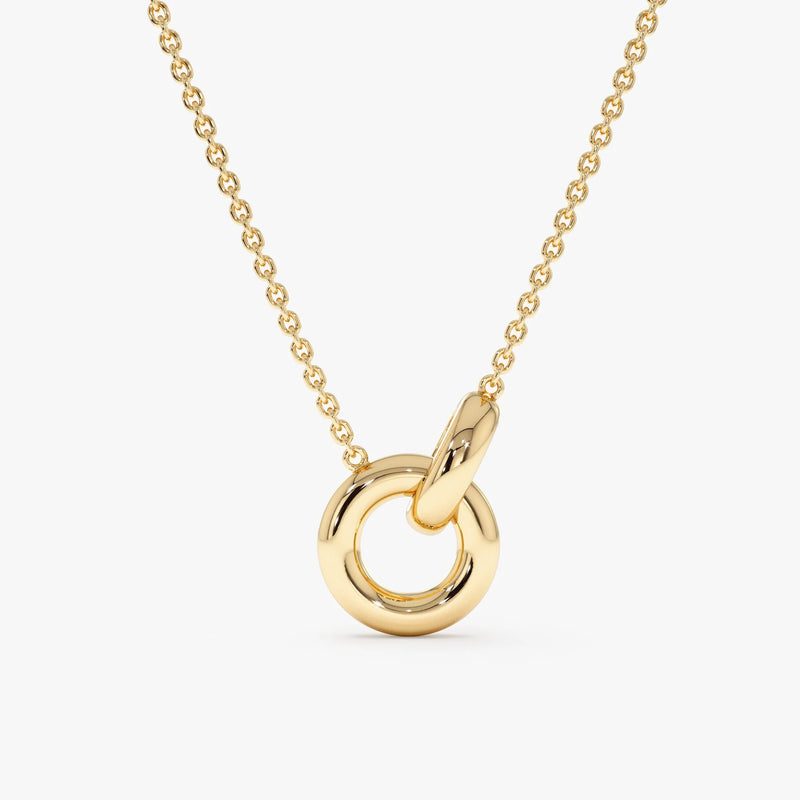 interlocking solid gold circle pendant necklace