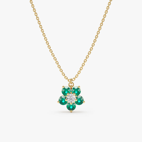 natural emerald diamond flower necklace