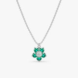 natural emerald flower necklace in white gold