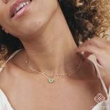 dainty may birthstone stacking necklace with diamonds