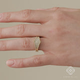 solid gold shield ring with natural white diamonds for her 