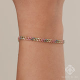 Rainbow Sapphire Cuban Chain Bracelet - 3 mm, Sonya