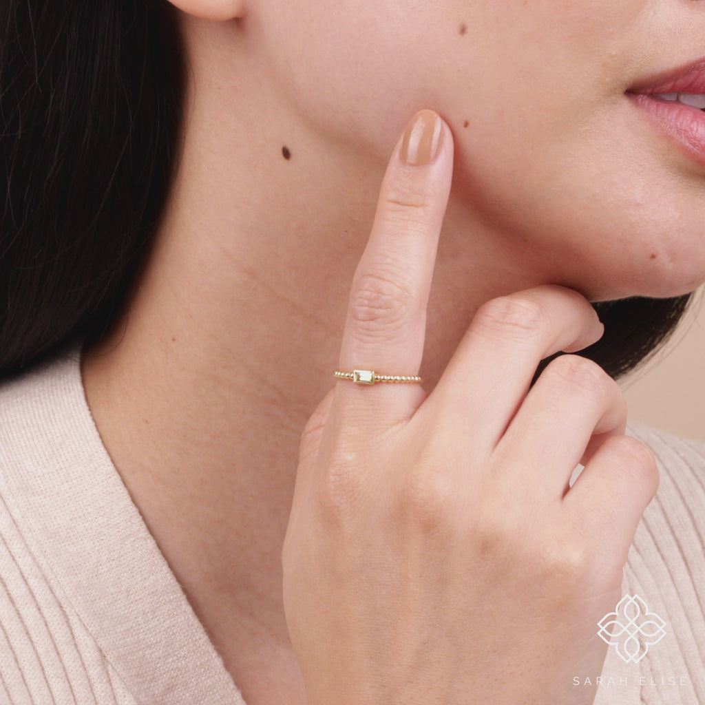 Gold Stacking Ring with Petite Peridot Stone