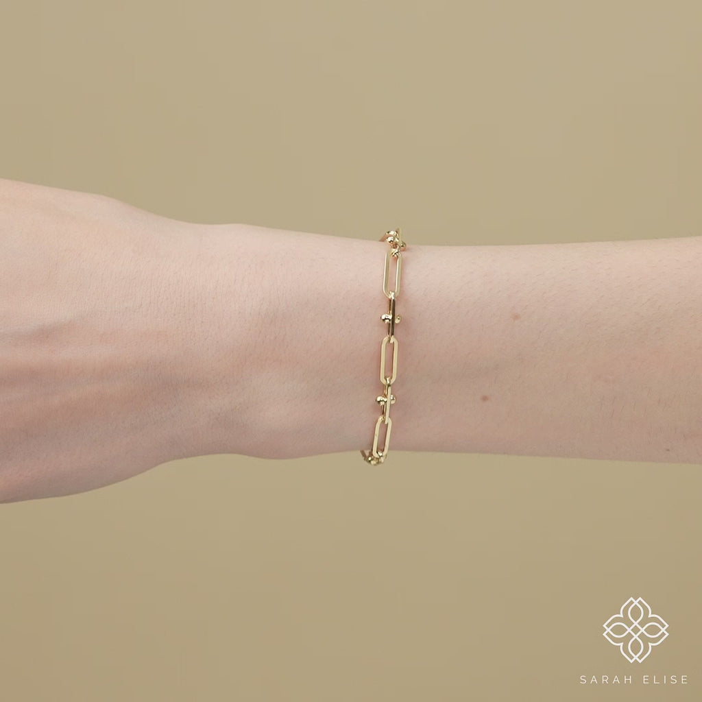 paperclip solid gold bracelet for her