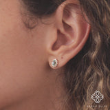 Oval Emerald Halo Diamond Studs, Roselyn