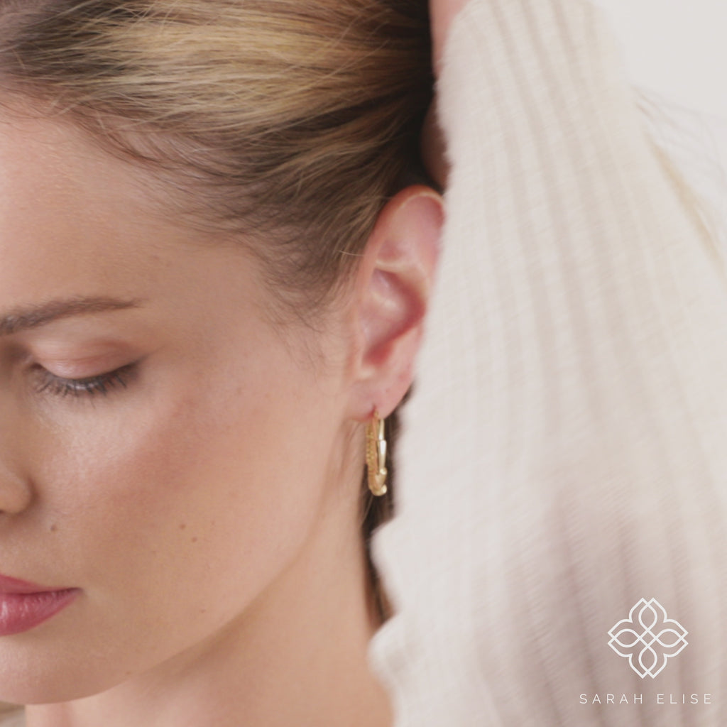 minimalist hoop earrings with tapered texture 