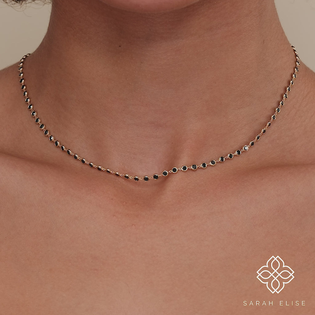 ethically sourced dainty natural black diamond layering necklace