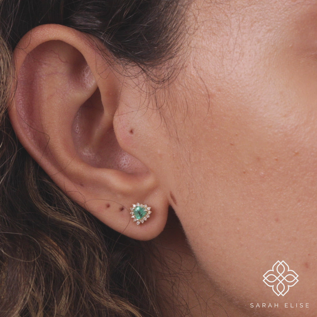 petite emerald earrings in 18k solid gold