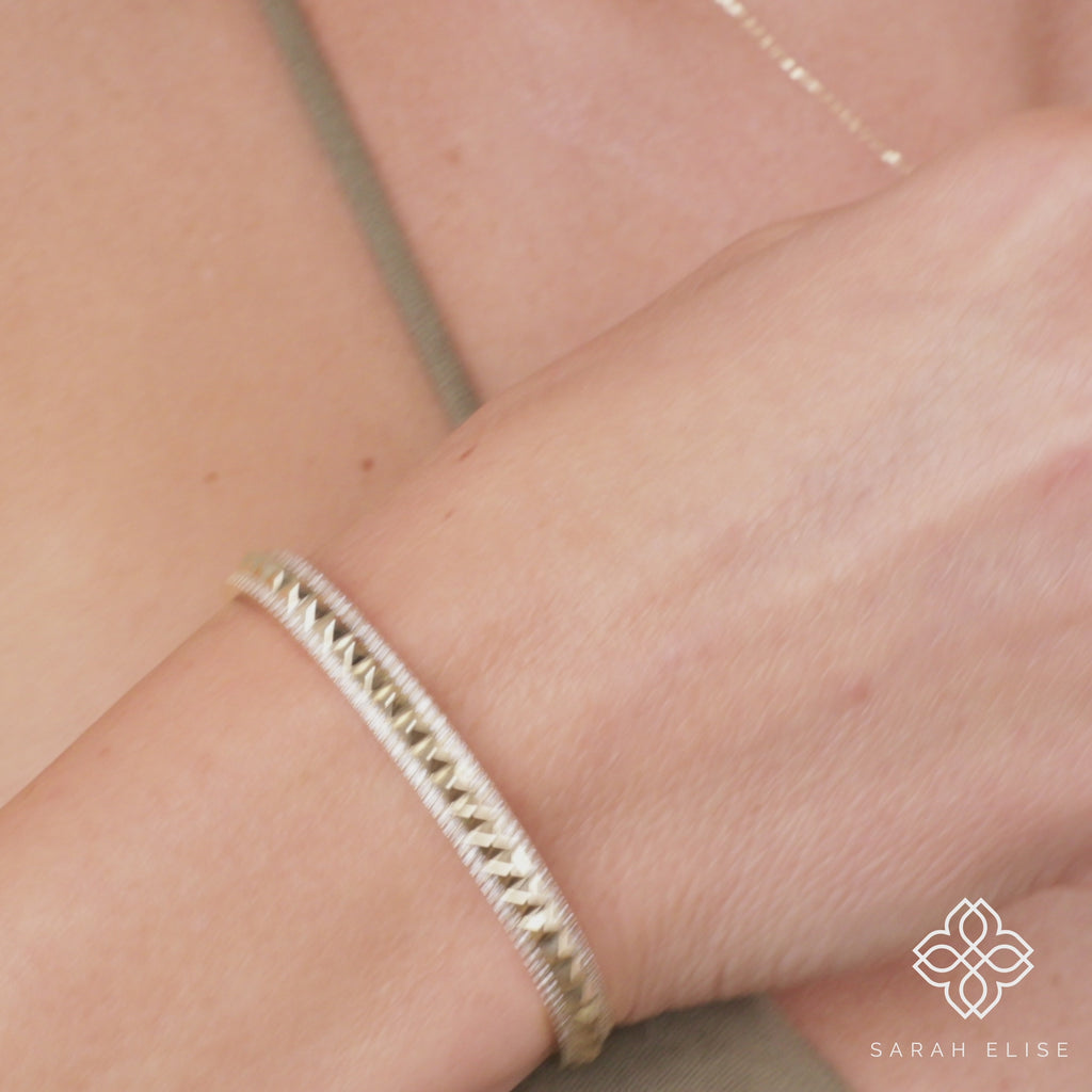 edgy spike bangle with diamonds in 14k solid gold 