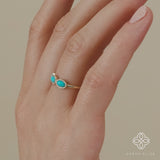 Triple Turquoise Diamond Ring, Blu