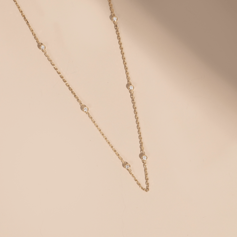 Itty Bitty Diamond Station Necklace, Tanya