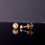 dainty Solid Gold Pear Shape Diamond stud Earrings