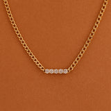 cuban chain diamond bar Statement Necklace