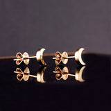 Petite Gold Crescent moon stud Earrings for her