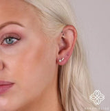 Handmade Solid Gold Diamond paved three Star stud earrings for her