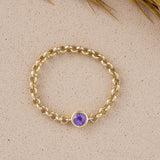 Natural Amethyst Solid Gold Chain Ring