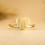 Yellow Gold Engravable Heart Ring 