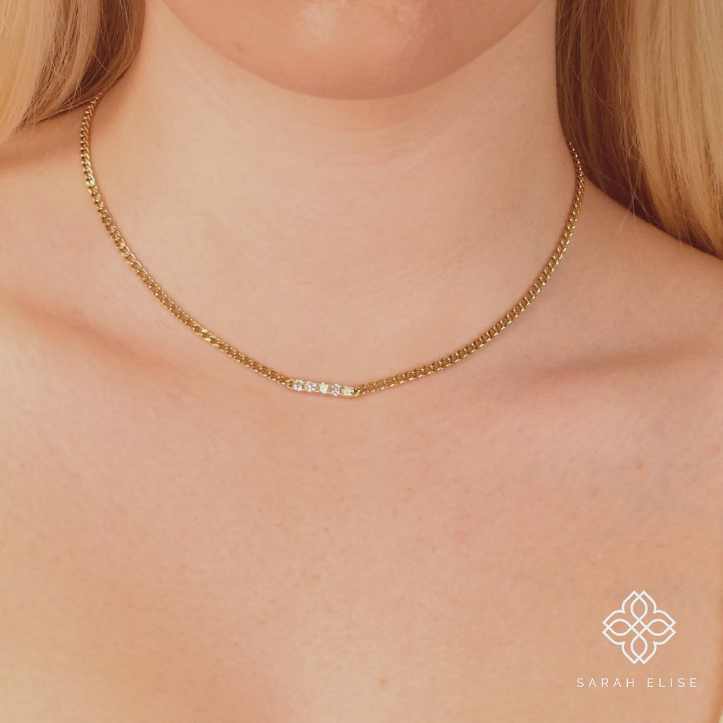 Diamond Bar Cuban Chain Necklace