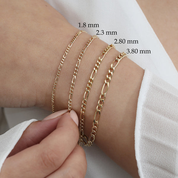 10KT Gold Figaro Bracelet 005 – Bijoux Luxo