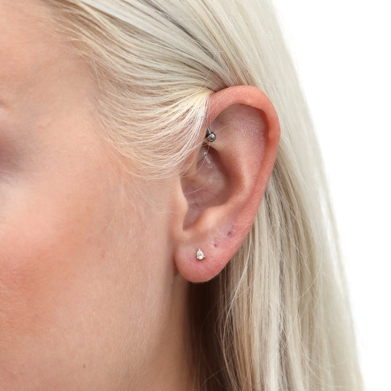 Minimalist Diamond stud Earrings with pear cut