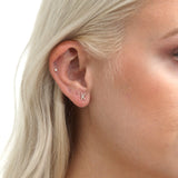 Diamond Initial Earring studs for her in solid gold