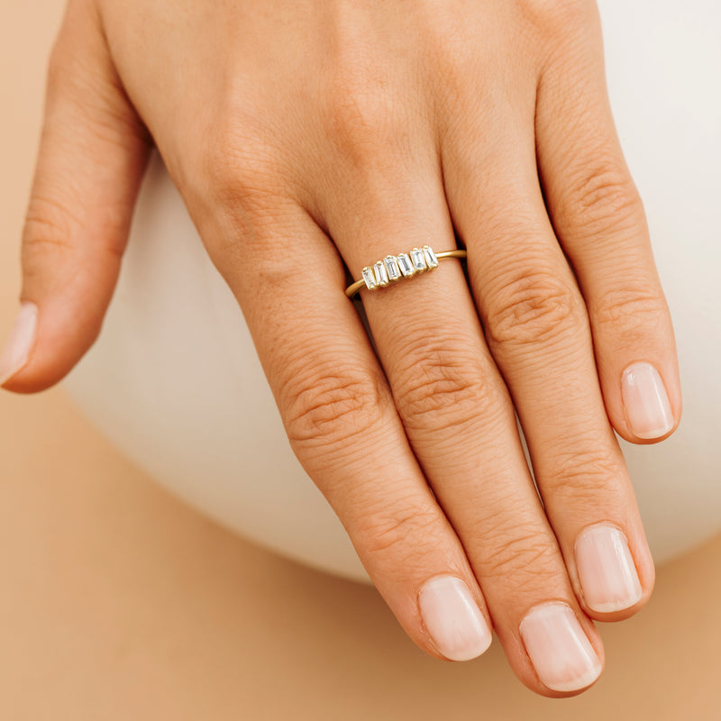 Solid Gold Baguette Diamond Ring