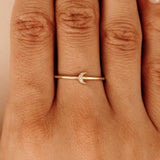 Minimalist Handmade Diamond Moon Ring